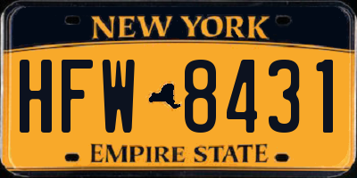 NY license plate HFW8431