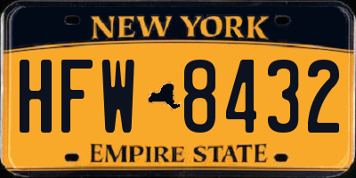 NY license plate HFW8432