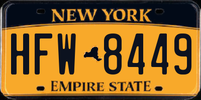 NY license plate HFW8449