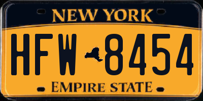 NY license plate HFW8454