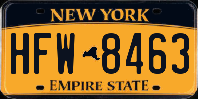 NY license plate HFW8463