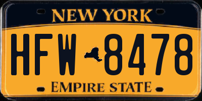 NY license plate HFW8478