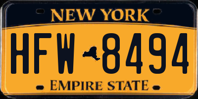NY license plate HFW8494