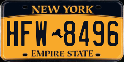 NY license plate HFW8496