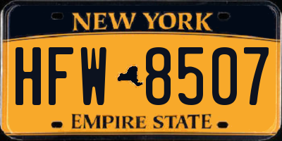 NY license plate HFW8507
