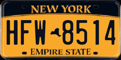 NY license plate HFW8514