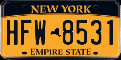 NY license plate HFW8531
