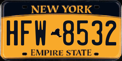 NY license plate HFW8532