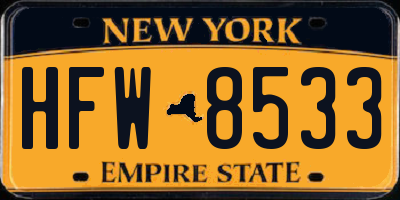 NY license plate HFW8533