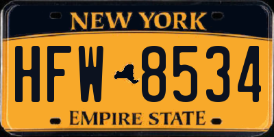 NY license plate HFW8534