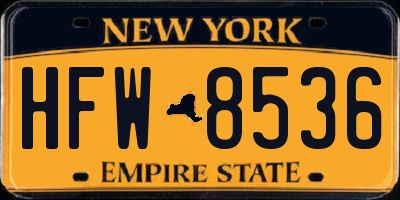 NY license plate HFW8536