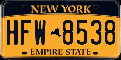 NY license plate HFW8538