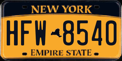 NY license plate HFW8540