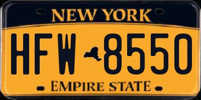 NY license plate HFW8550