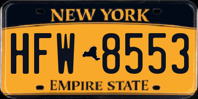 NY license plate HFW8553
