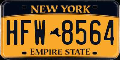 NY license plate HFW8564