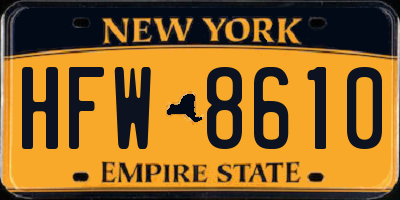 NY license plate HFW8610