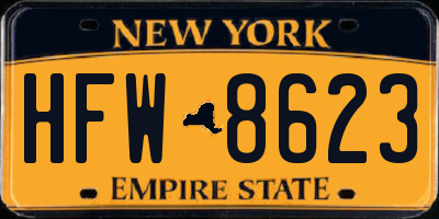 NY license plate HFW8623