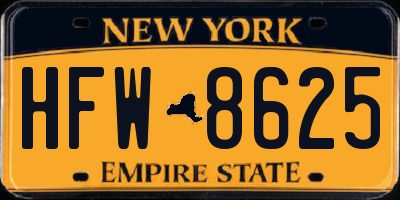 NY license plate HFW8625