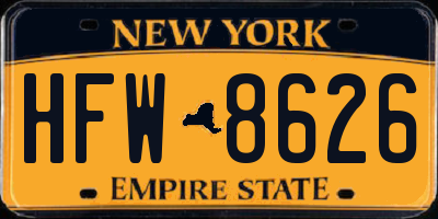 NY license plate HFW8626