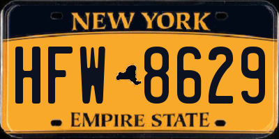 NY license plate HFW8629