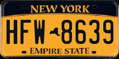 NY license plate HFW8639