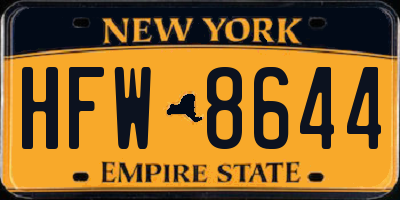 NY license plate HFW8644