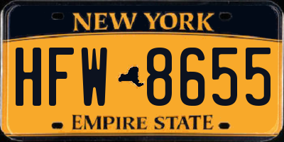 NY license plate HFW8655