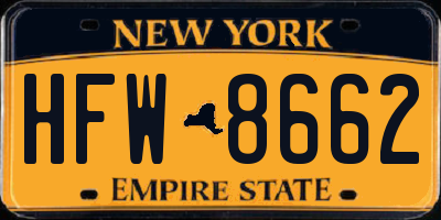 NY license plate HFW8662