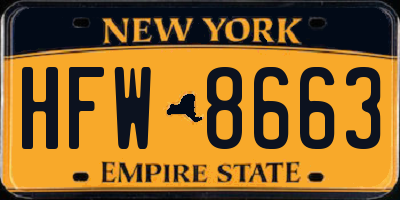 NY license plate HFW8663