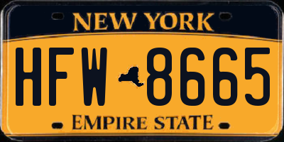 NY license plate HFW8665