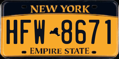 NY license plate HFW8671