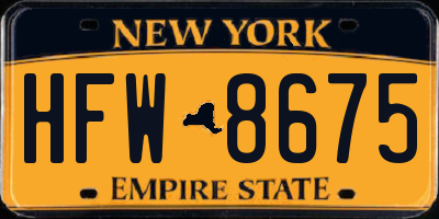 NY license plate HFW8675