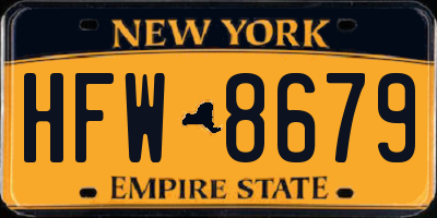 NY license plate HFW8679