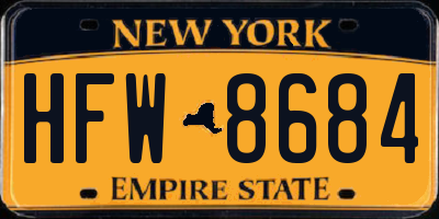 NY license plate HFW8684