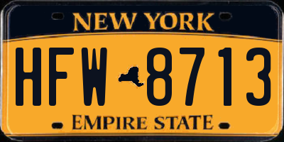 NY license plate HFW8713