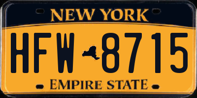 NY license plate HFW8715