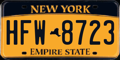 NY license plate HFW8723