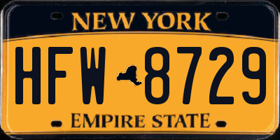 NY license plate HFW8729