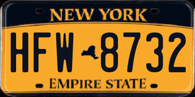 NY license plate HFW8732