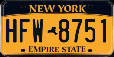 NY license plate HFW8751