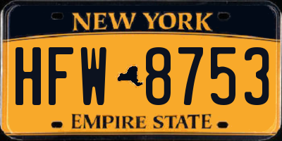NY license plate HFW8753