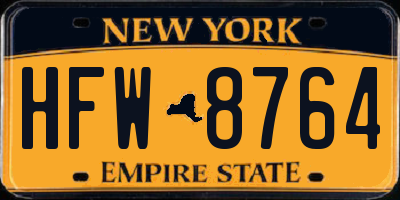 NY license plate HFW8764