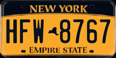 NY license plate HFW8767