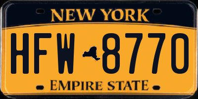 NY license plate HFW8770