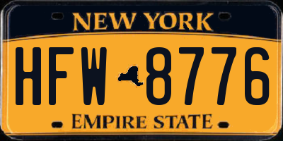 NY license plate HFW8776