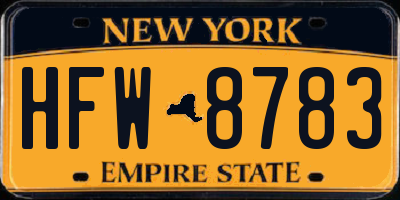 NY license plate HFW8783