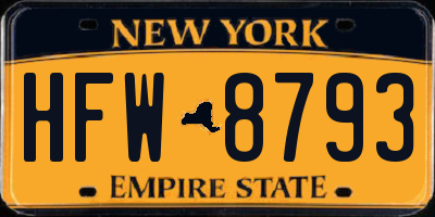NY license plate HFW8793