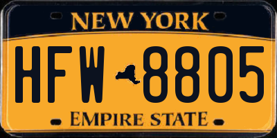 NY license plate HFW8805