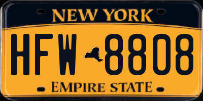 NY license plate HFW8808